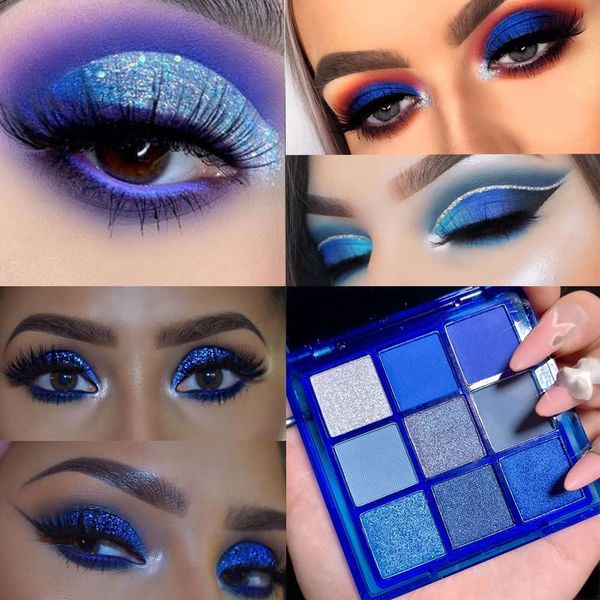 AMY'S DIARY Blue Eyeshadow Palette Glitter Eye shadow Makeup,Navy Blue Eyeshadow Shiny Sparkle Shimmer Glitter blue Eyeshadow Waterproof Pallete,royal blue Glitter Blue Eye Eyeshadow Make Up