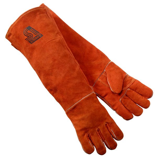 Steiner 21923-L Welding Gloves, Burnt orange Y-Series 23-Inch Length Shoulder Split Cowhide, Foam Lined, Large