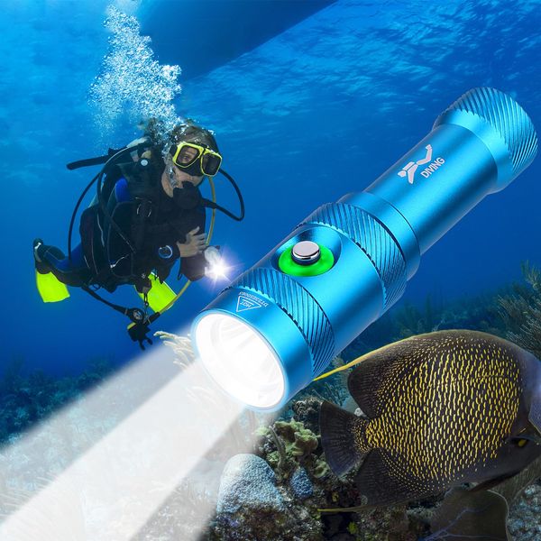 WINDFIRE Diving Light, 5,000 Lumens Underwater Light, 3 Lighting Modes, Power Indicator, Can Be Used Underwater, 100 Meters Underwater Use, IP68 Waterproof, Rechargeable Diving, Underwater Light,