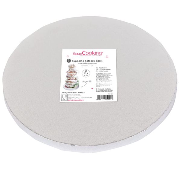 ScrapCooking - Silber Tortenunterlage Rund - Cake Board Ø 30 cm - Karton Pappe - Kuchenplatte Tortenplatte Cakeboard für Torten Kuchen - 5206