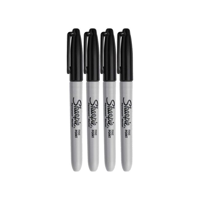 Sharpie Permanent Markers, Fine Point, Black Ink (4-Pack)