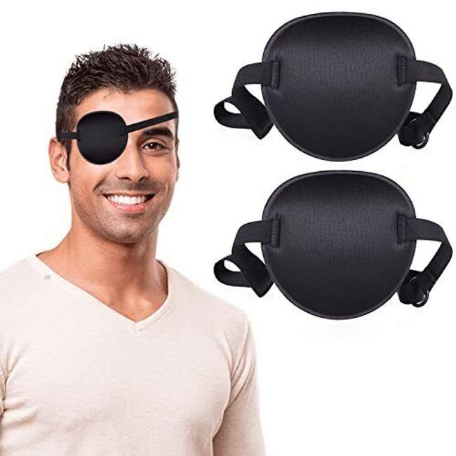 Pirate Eye Patches 2 Pack Adjustable Amblyopia Lazy Eye Patches for Adults and C