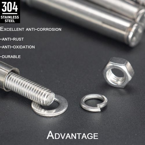 4 Pcs M8 x 80mm 304 Stainless Steel Hex Expansion Bolt, 304 Stainless Steel Expansion Screw Bolts Sleeve Anchoring Fastener Wall Concrete Brick Expansion Screw