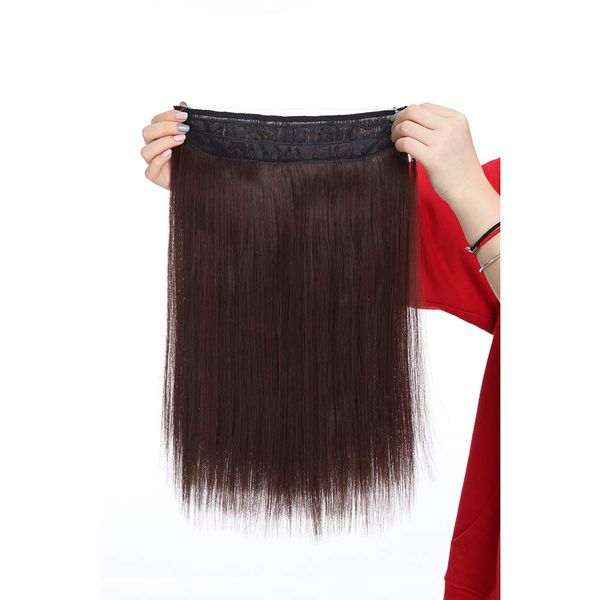 16" One Piece Secret Wire In Hair Extensions Synthetic Straight Hairpiece Natural Invisible Wire String - Medium Brown(Length:40CM;Weight:90g)