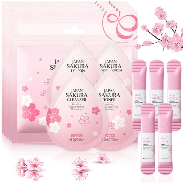 Xumann 25PCS Skin Care Gift Sets for Teenage Girls, Kids Sakura Skincare Set