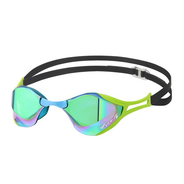 VIEW V128SAM CBO BladeFZERO Swimming Goggles, Made in Japan, Racing, Mirror Type, Non-Cushioning, Equipped with SWIPE Anti-Fog Function, 10 Years Old and Adults, Fina Approved