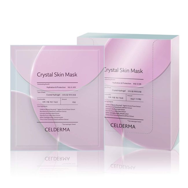 CELDERMA Crystal Skin Mask [10pcs] Korean Hydrogel Collagen Mask Pack for Dry Skin, Song Ji Hyo Face Skincare Mask