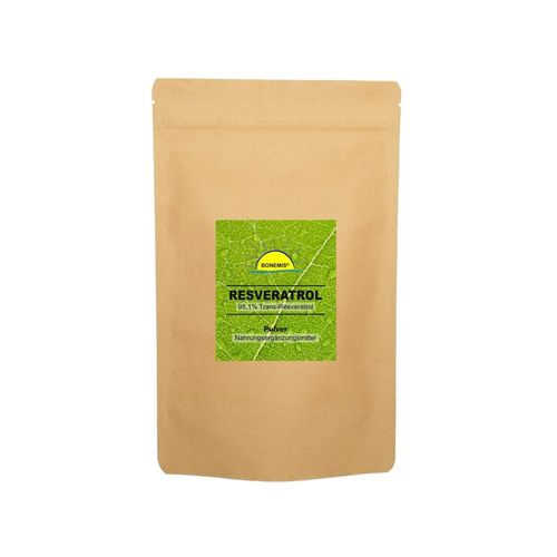 Resveratrol (98.1% Trans-Resveratrol according to HPLC), Vegan, No Additives, 100 g Powder in Bag, with Dosing Spoon. Bonemis®