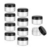 Plastic Cosmetic Jar 10*50ml, Transparent & Visible Sample Container Jar, Black Screw Cap Bottle with Sticker & Small Spoon, Suitable for Cosmetic/cream/gel/paste/beads/mineral Items Etc.