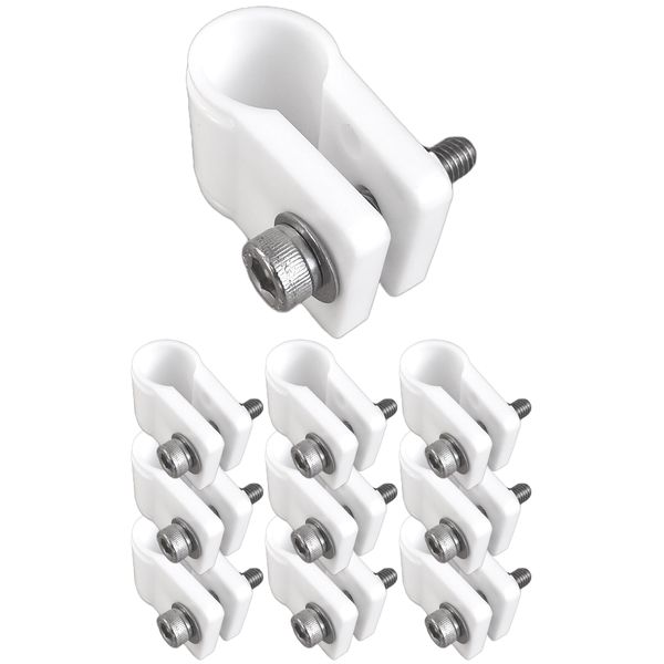 Kouei Kasei KFBS21-2100 Resin Pipe Clamps 0.6 inches (16 mm) Fixing Hardware Pole Pinch Hanging Mounting Stay, Small Diameter, Lightweight, White, 10 Pieces