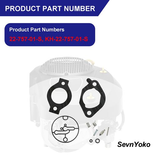22-757-01-S Carburetor Overhaul Kit - Compatible with Kohler Lawn Mower KS530, KS540, KS590, KS595 Engines - Replaces KH2275701S - Gasket Repair Kit Fits XT1-LT42, MTD garden and lawn tractor engines