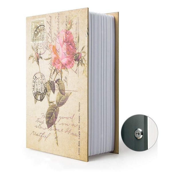 PACOLO Diversion Book Safe Storage Box, Dictionary Secret Safe with Security Combination Lock/Key, Rose Key