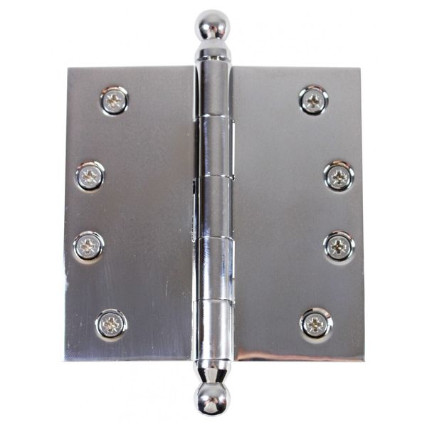 Chrome Plated Brass Kitchen Cabinet Door Hinge 4" with Removable Ball Tip Pins