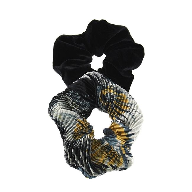 Zac's Alter Ego Set of 2 Hair Scrunchies - Crinkled Abstract Print and Velvet