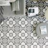 Porto Morocco Grey Matt Tiles Patterned Square Ceramic Wall Floor Tile – Cut Sample