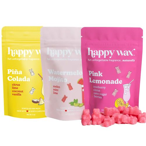 Happy Wax Cocktail Scented Natural Soy Wax Melts – 6 Oz. of Scented Wax Melts, Includes 2 oz pouch Pink Lemonade, 2 oz pouch of Watermelon Mojito and 2 oz pouch of Pina Colada. Made in USA