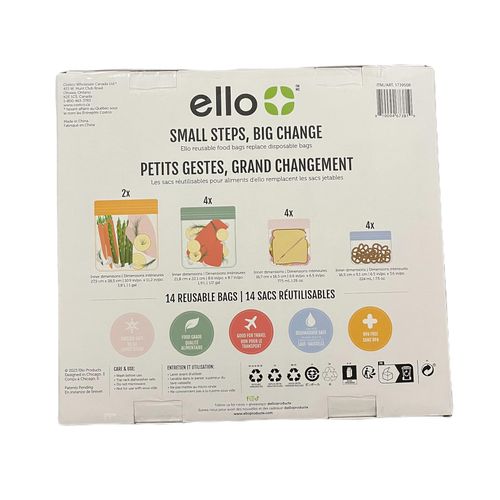 Ello reusable food storage bags 14 bags, reusable produce bags