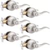 6PK Privacy Door Lever Keyless Locking Stainless Steel for Interior Bed/Bath
