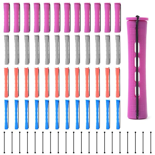 Cold Wave Rod, Jubaopen 96PCS Hair Perm Rods Hair Curling Rollers Cold Wave Rods Plastic Perm Rods for Straight Curly Natural Hair Hairdressing Styling (4 Sizes)