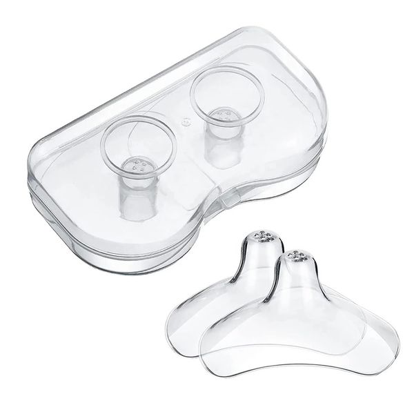 2pcs/Set Contact Nipple Shields for Breastfeeding Breast Nipple Shield from Ultra Thin Silicone Breast Milk Feeding Protector Nipple Shield Breastfeeding, BPA Free (Semicircle Clear)