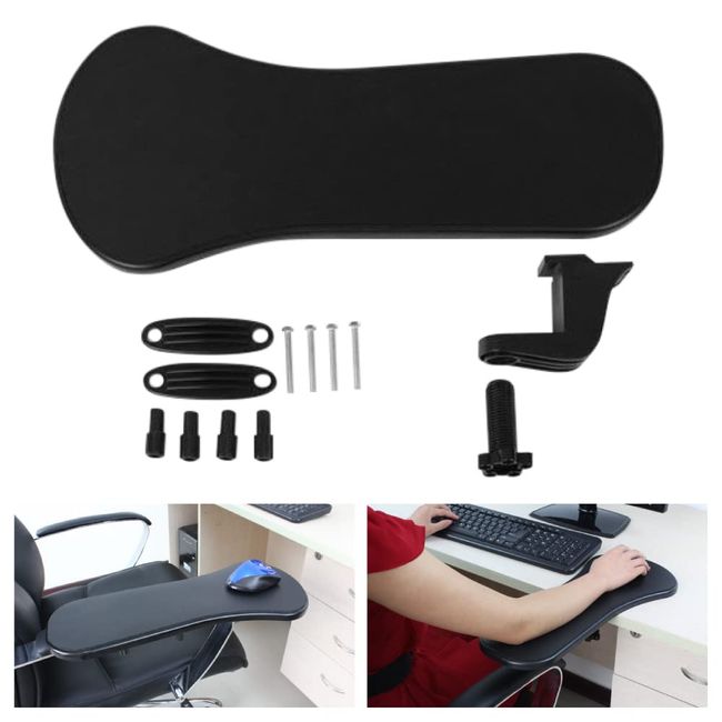 (SOWAKA) Mouse Armrest Wrist Rest Pad Toolless Chair Mount Retrofit Armrest Armrest Desk Work Remote Work Game (Black)
