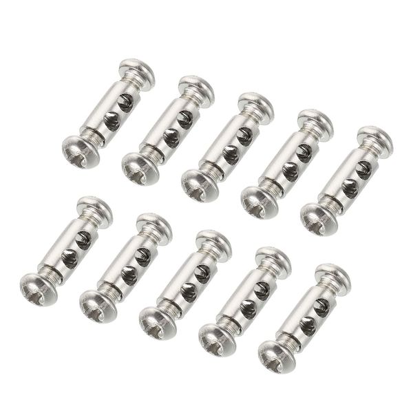 PATIKIL 20pcs 5.3x10mm Wire Rope Clip Steel Cable Clamp 3mm Double Hole Wire Lock Rope Fitting Clip with M4*0.7 Screw for Cable