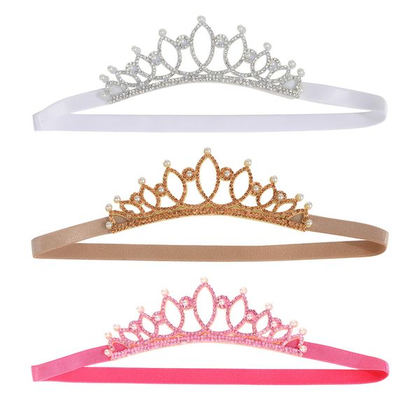 GAFATORY 3Pieces Gold Silver Pink Elastic Headpieces Set