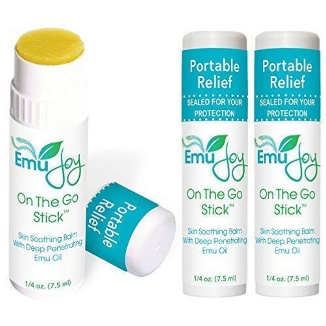 Emu Joy On The Go Handy First Aid Stick | Bug Bite Itch Relief, Mosquito Bite Relief. Bees, Wasps, Spiders, Chapped Skin, Scratches, Stings, and Burns (3 Pack)