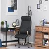 PU Leather Home PC Workstation Seat with Adjustable Height & Wheels, Black