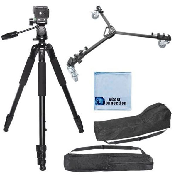 80 Inch Camcorder Tripod + Dolly for DSLR Cameras/Camcorders