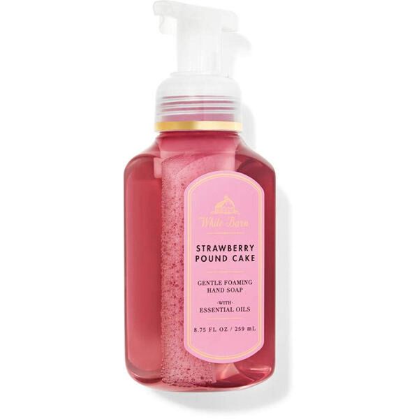 White Barn Candle Company Bath and Body Works Gentle Foaming Hand Soap w/ Essential Oils- 8.75 fl oz - Many Scents! (Strawberry Pound Cake - White Barn)