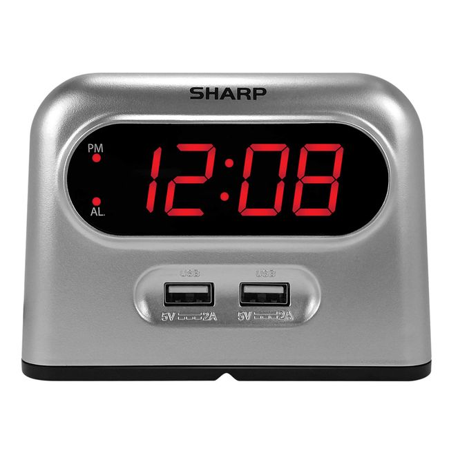 SHARP Digital Alarm Clock with 2 Ultra Fast Charging USB Quick Charge Ports - Twice as Fast as Conventional USB Chargers - Battery Back-up - Easy to Use