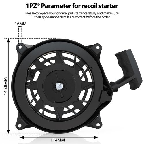 1PZ UK6-PS4 497680 Recoil Spring Pull Starter Replacement for Briggs & Stratton 493295 497598 Hayter Harrier 41 48 Lawn Mower Engine