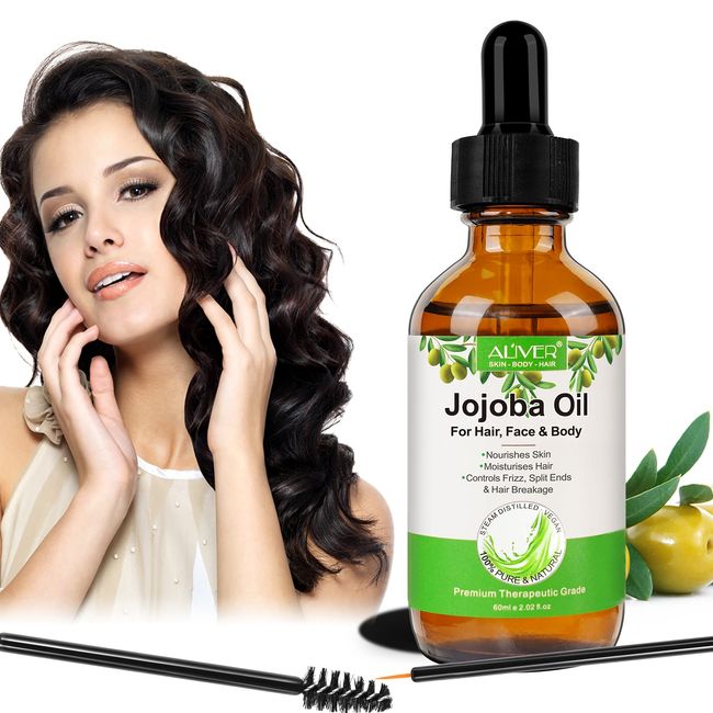 Jojobaöl haare für Haarwuchs, jojoba oil for hair, Jojobaöl Bio Vermeidung von Haarausfall und Förderung von Haarwachstum, für das Wachstum Wimpern, Bart, Nägel, Pflegt die Kopfhaut, 60 ml