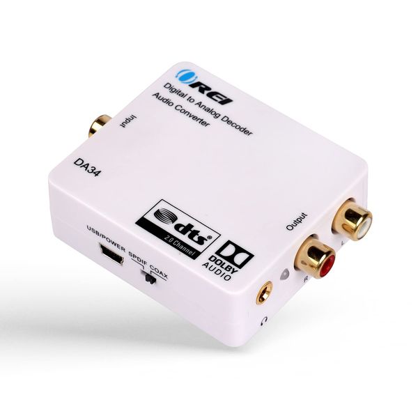 Orei DA34 Digital to Analog Audio Decoder SPDIF/Coaxial 5.1CH Input to RCA L/R/3.5mm Headphone Output