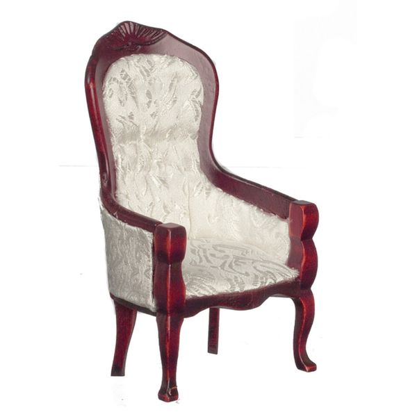 Melody Jane Dollhouse Victorian Mahogany White Gents Chair Miniature Living Room Furniture