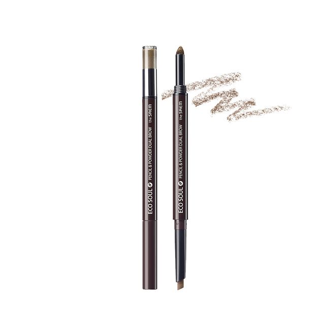 The Saem Eco Soul Pencil & Powder Dual Brow, Dark Brown, 1EA