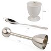 Egg Cracker Topper Set for Soft Hard Boiled Eggs Shell Removal Includes 1 Egg Cutter 4 Ceramic Egg Cups and 4 Spoons