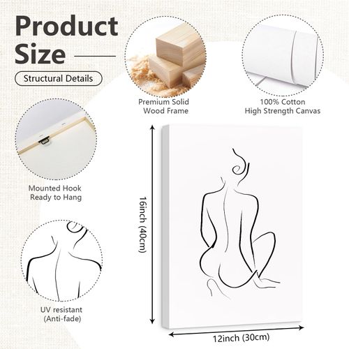 Minimalist Line Wall Art Woman Body Outline Wall Art Prints Women Figure Drawing Painting Body Line Wall Decor Female Wall Art Abstract Woman Silhouette Canvas Art Aesthetic 12x16x3 Inch Ready to Hang