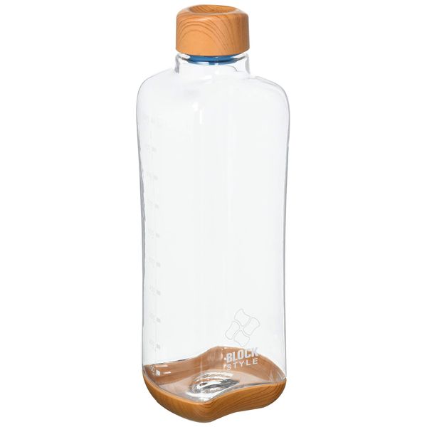 Pearl Metal HB-4856 Beverage Bottle, Wood Tone x Clear, Plastic Water Bottle, Block Style, 33.8 fl. oz. (1 L)