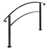 4FT Wrought Iron Handrail Adjustable Fits 3 or 4 Steps Stair Railing Black