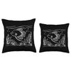 Line Art Fish & Ichthyologist Pearl Gourami Throw Pillow