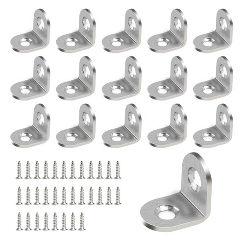 Angle Brackets 20mm, 16 Piece L Shaped Small Bracket Corner Brace 90 Degree Right Angel Brackets with Screws for Shelves Wood Shelf