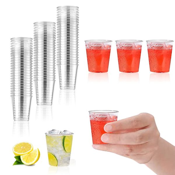 Plastic Shot Glasses Deseret Glass Disposable Shot Glasses Mini Shot Glasses Plastic Sampling Cup Multi Use Crystal Clear Hard Cup Set Reusable & Durable Shot Glasses Small Party Cup (Pack of 30)