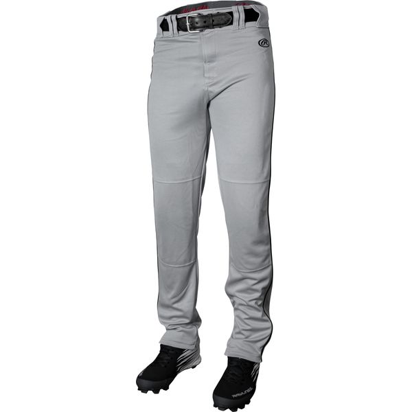 Rawlings | LAUNCH SERIES Full Length Baseball Pants | Youth Large | Grey/Black