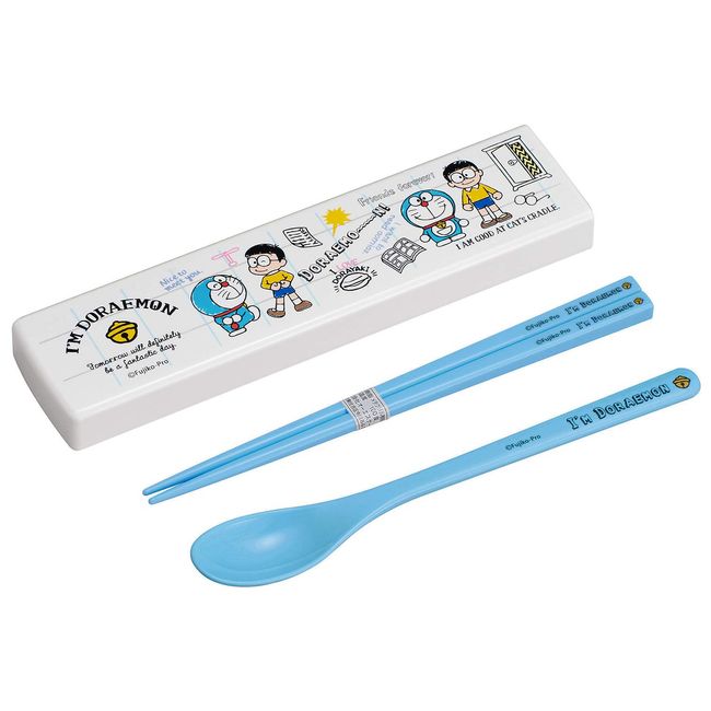 o-esuke- Cutlery Blue Case: Approx 4.8 X 19.1 X/Tall 1.8 cm, Chopsticks, Spoon: approximately/18 cm Doraemon Pull Lid Combi Set CT – 27