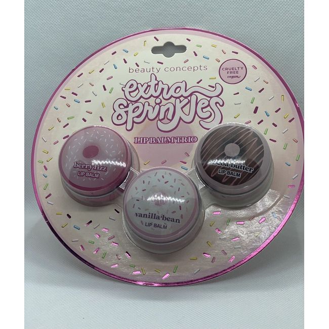 Beauty concepts extra sprinkles lip balm trio . Cruelty Free Vegan .