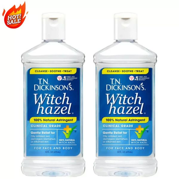 (2 Pack)TN Dickinsons Witch Hazel Astringent For Face And Body 100% Natural 16oz