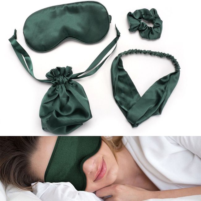 Set of Eye Mask Sleep Mask Blindfold Blockout Cover Smooth Headband Storage bag