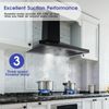 36 inch Kitchen Wall Mount Range Hood 450CFM Vent 3-Speed Black LED Light